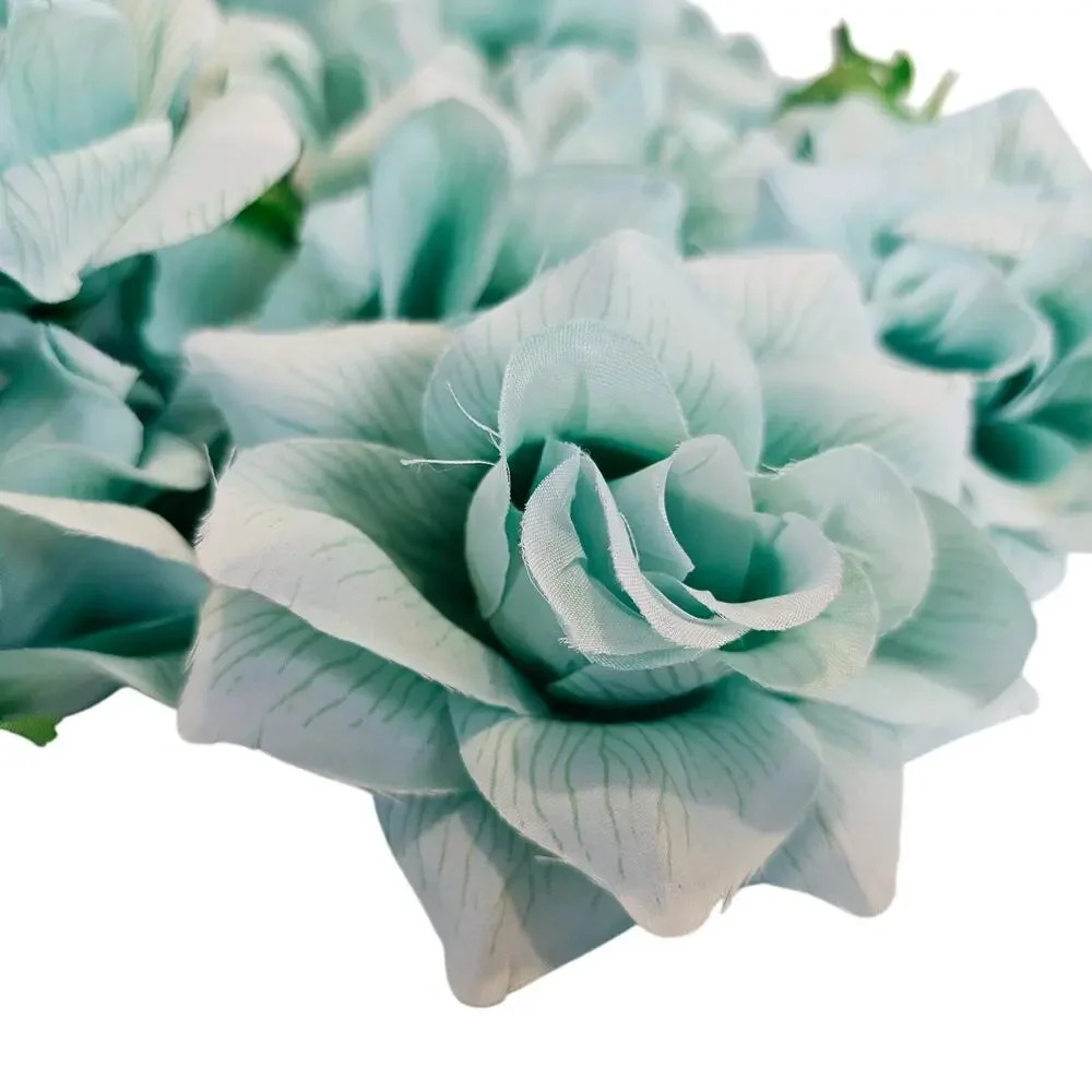 Aqua Artificial Silk Rose Flower Heads Wedding Craft 4